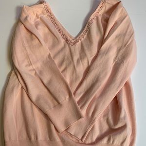 Light pink beaded boat neck 3/4 sleeves sweater size M from the Limited